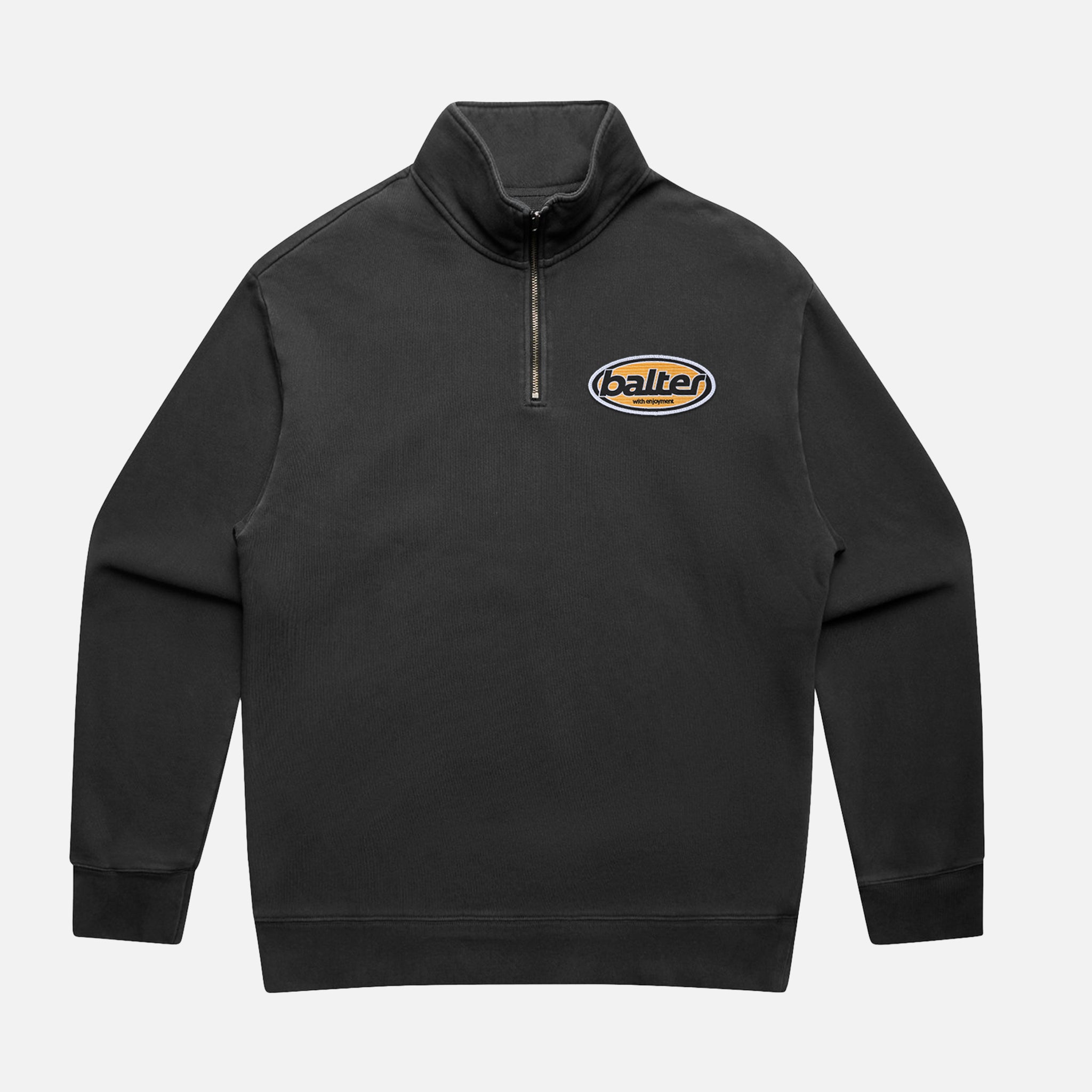 Now Pouring Half Zip Crew - Faded Black