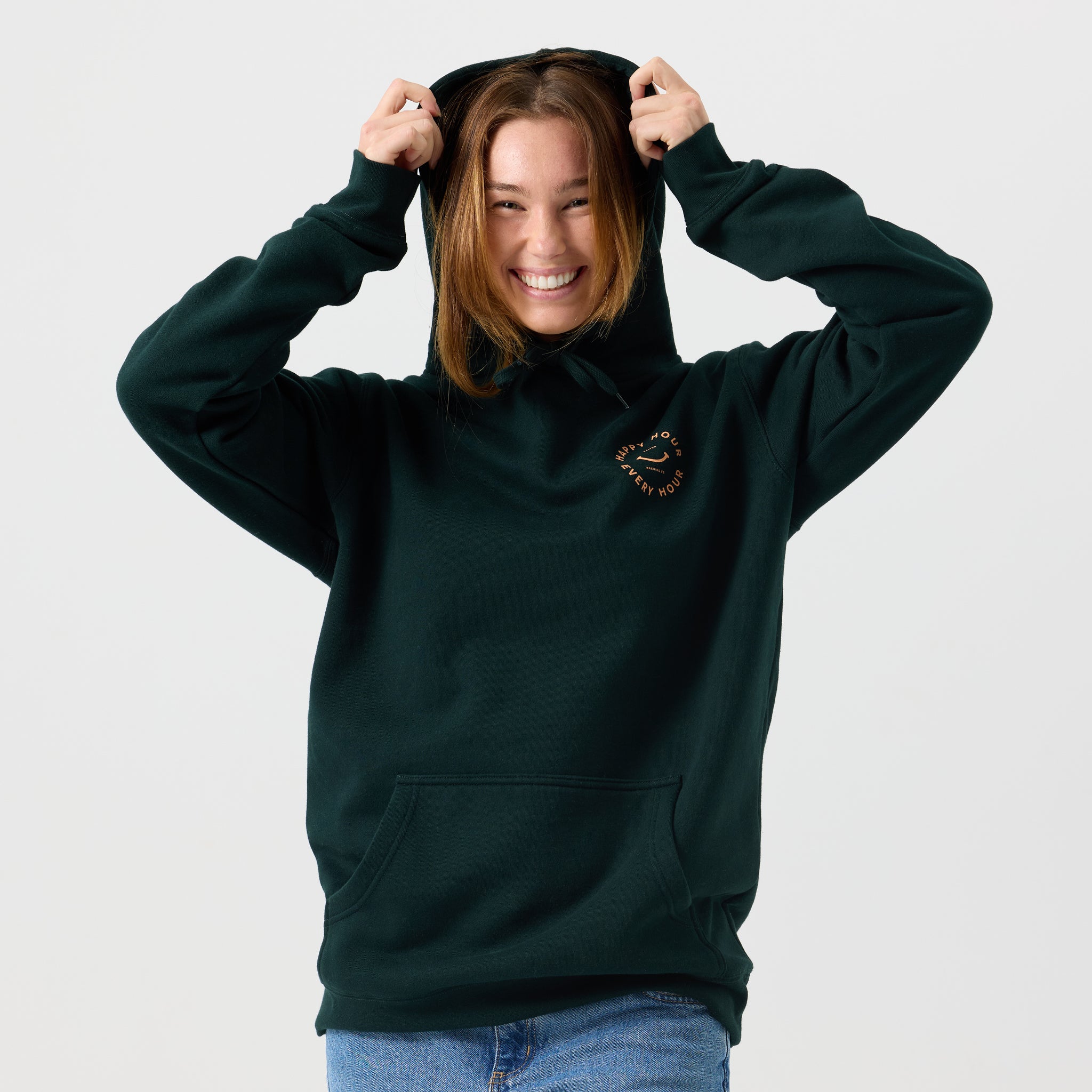 Happy Hour Every Hour Hoodie - Pine Green