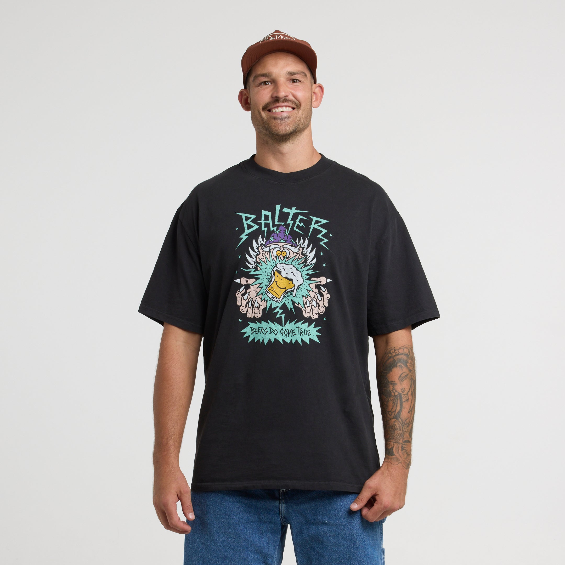 Wizz Heavy Faded Tee - Black