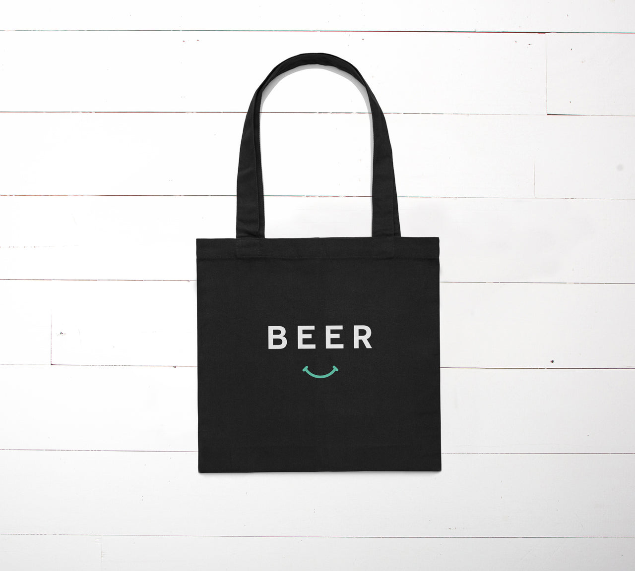 Beer Smiley Tote Bag - Black