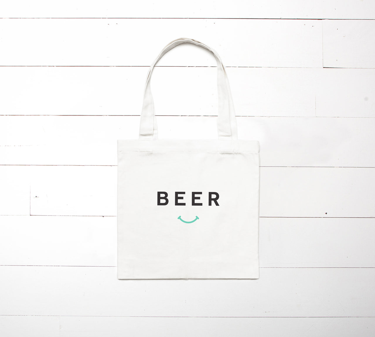 Beer Smiley Tote Bag - White