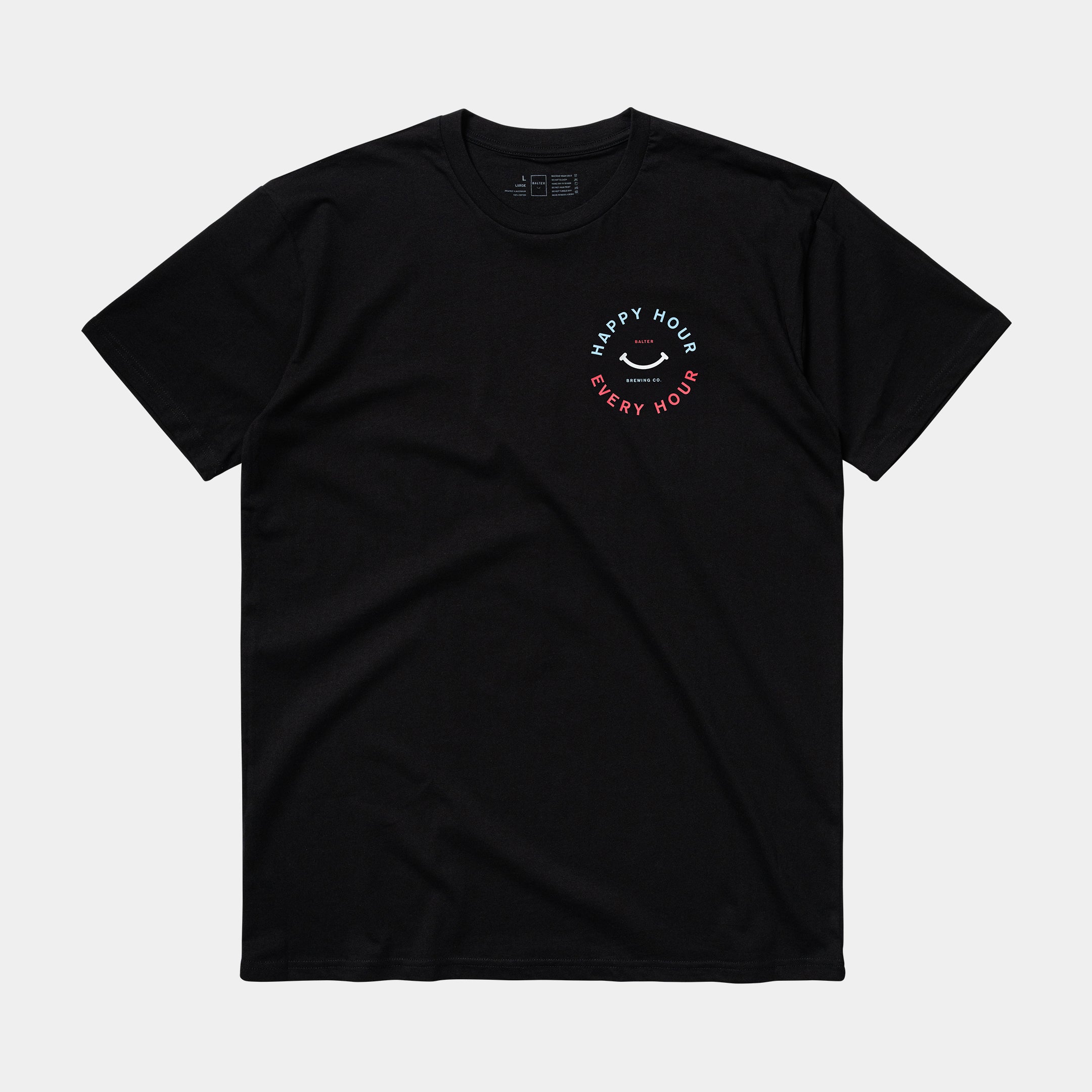 Two-Tone Happy Hour Tee - Blue / Red on Black