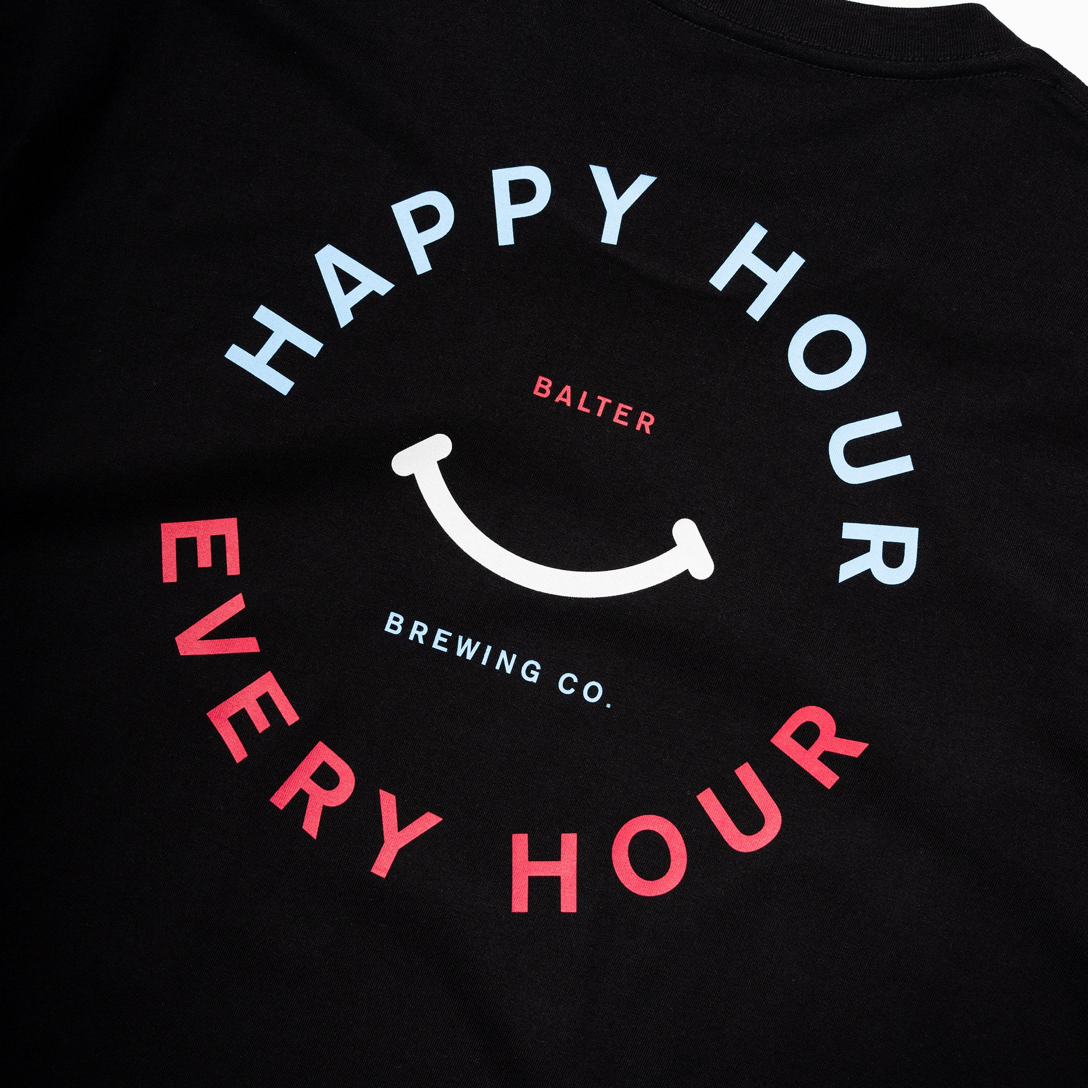 Two-Tone Happy Hour Tee - Blue / Red on Black