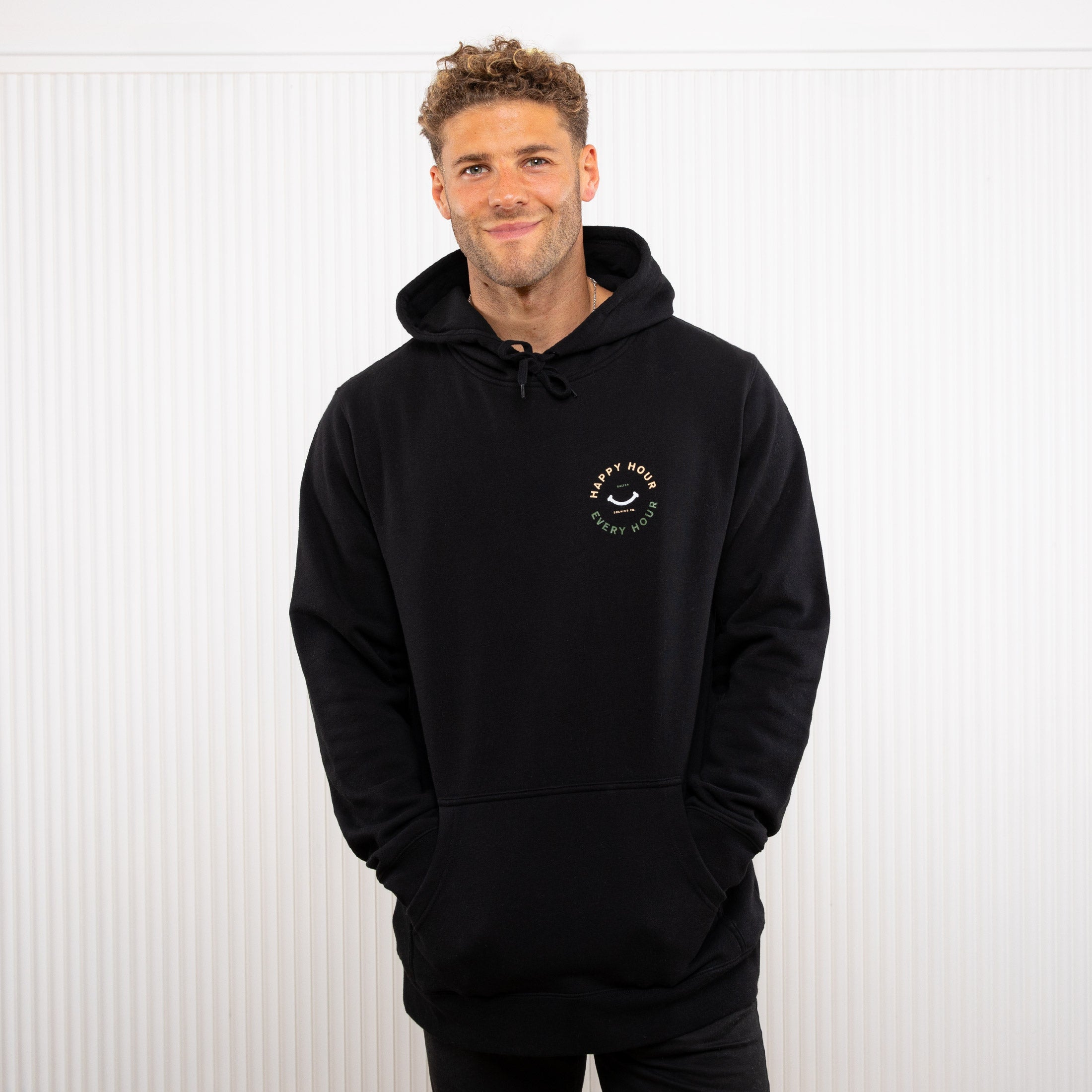 Two Tone Happy Hour Every Hour Hoodie - Black