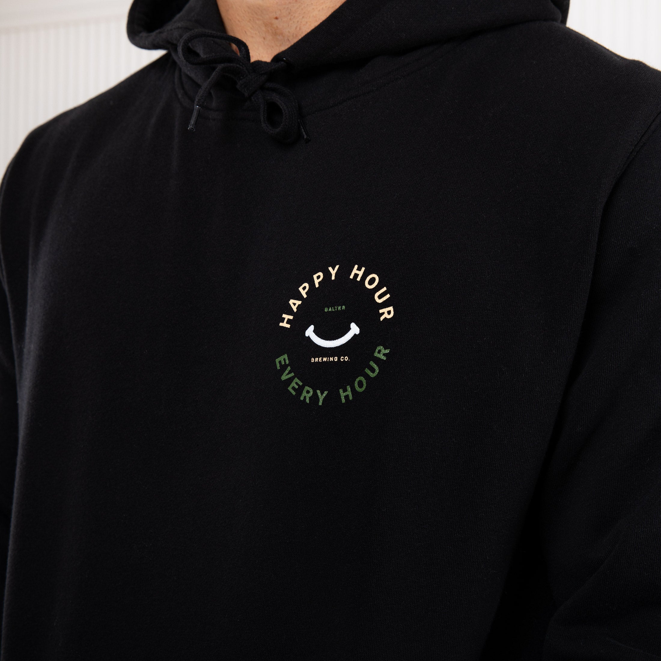 Two Tone Happy Hour Every Hour Hoodie - Black