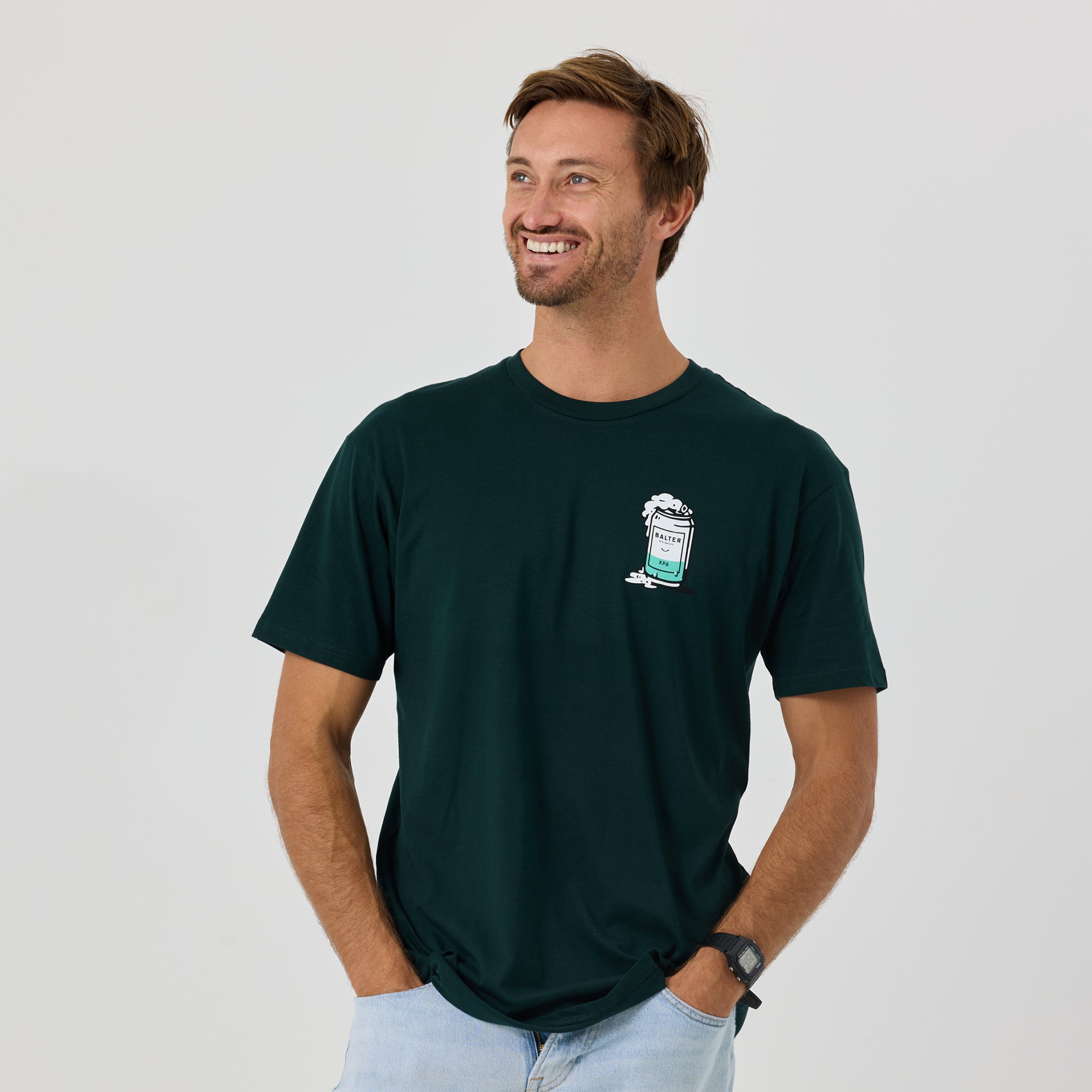 Deconstructed Can Tee - Pine Green