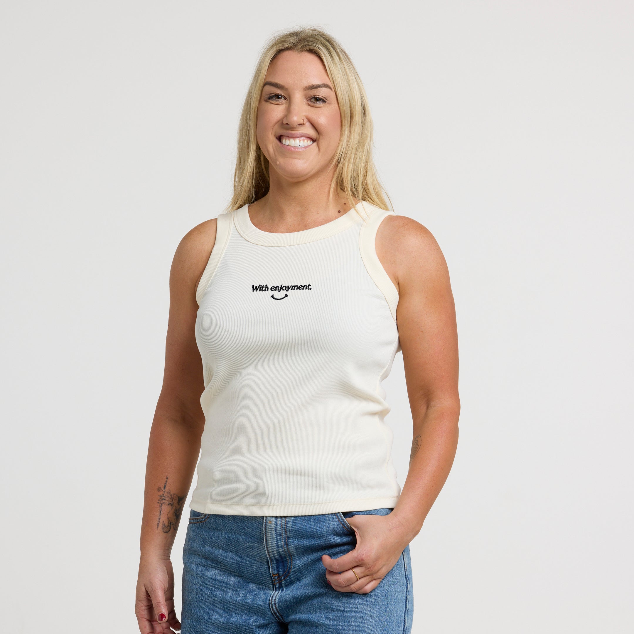 Women's With Enjoyment Tank - Ecru